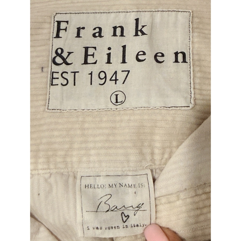Frank & Eileen Women Shirt L Barry Beige Italian Corduroy Button Down‎ - Picture 10 of 10